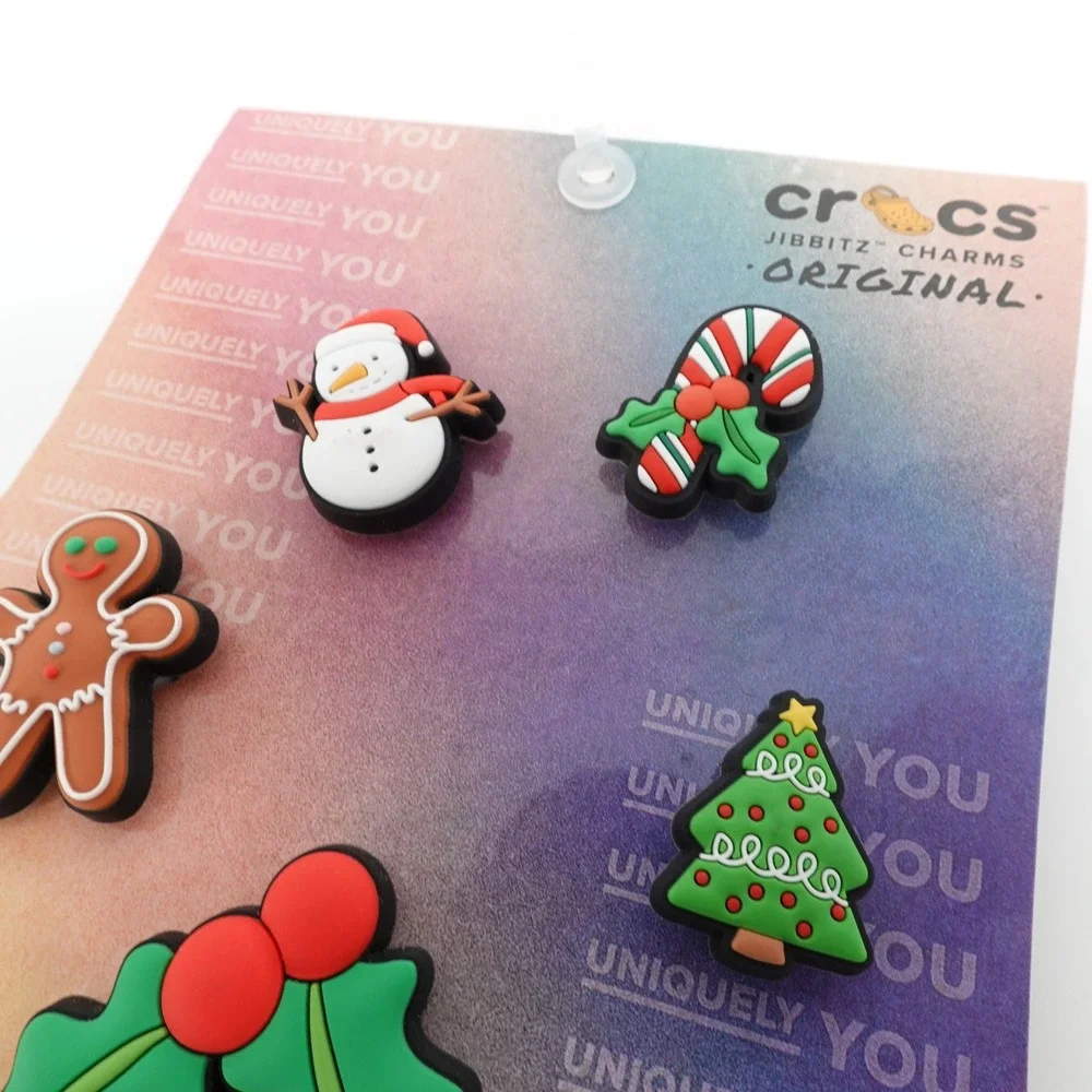 Crocs Jibbitz Iconic Christmas 5 Pack Shoe Charms Snowman Gingerbread NEW